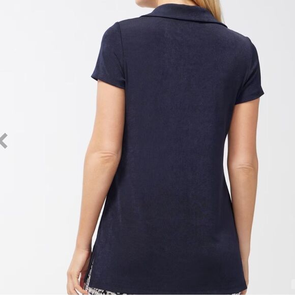 Chico’s Travelers Zip Front Top Cap Short Sleeve India Ink 4 NWT in‎ packaging - Picture 3 of 7